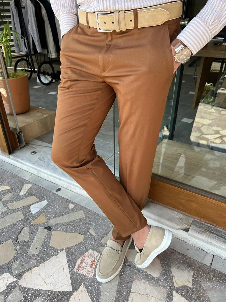 Tampa Camel Slim Fit Cotton Pants - BRABION