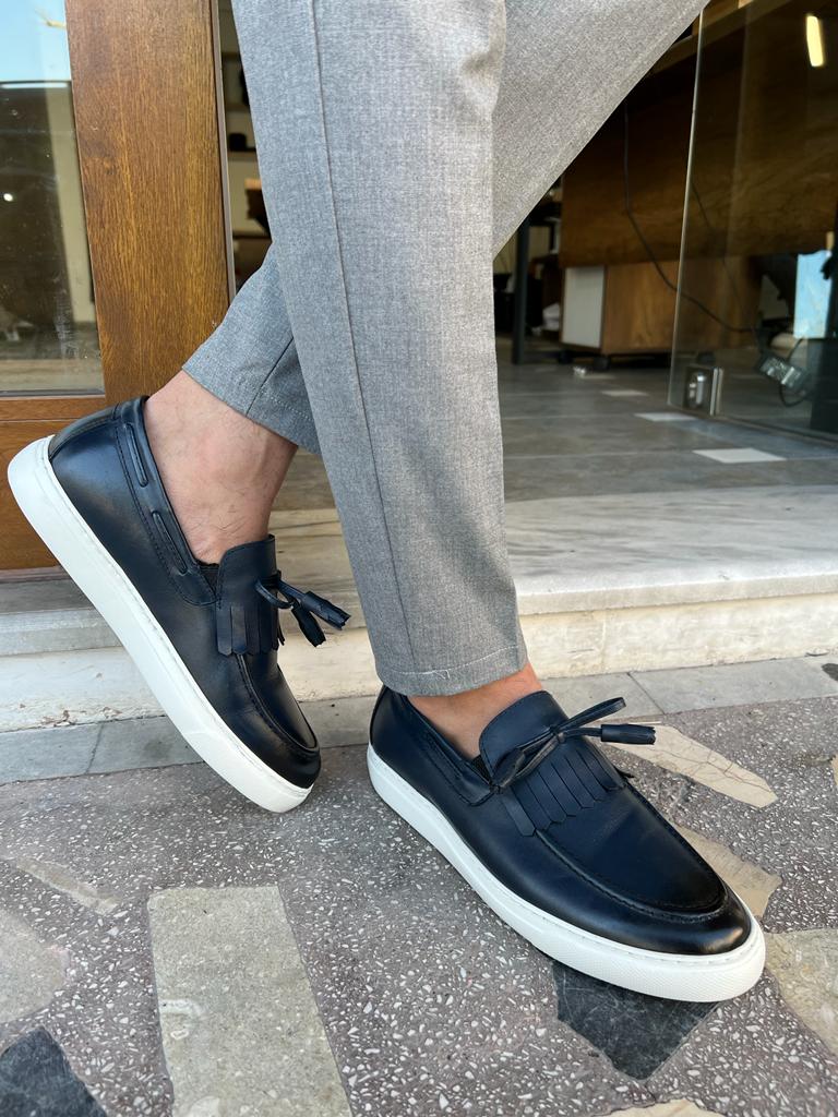 Tampa Dark Blue Kiltie Loafers for Men