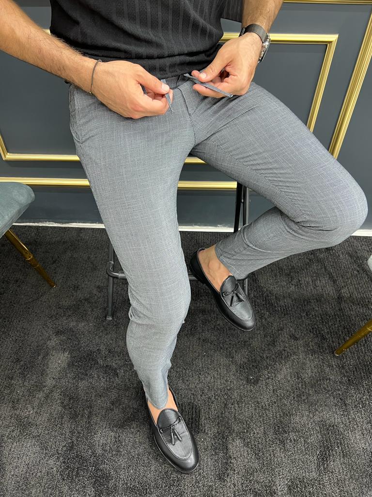 Tampa Gray Slim Fit Laced Pants for Effortless Style