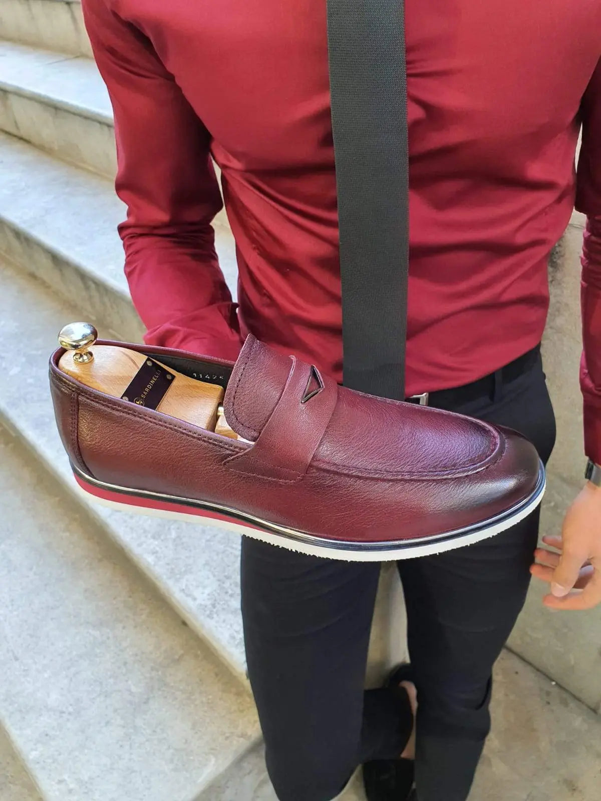 Bellingham Burgundy Buckle Loafer - BRABION