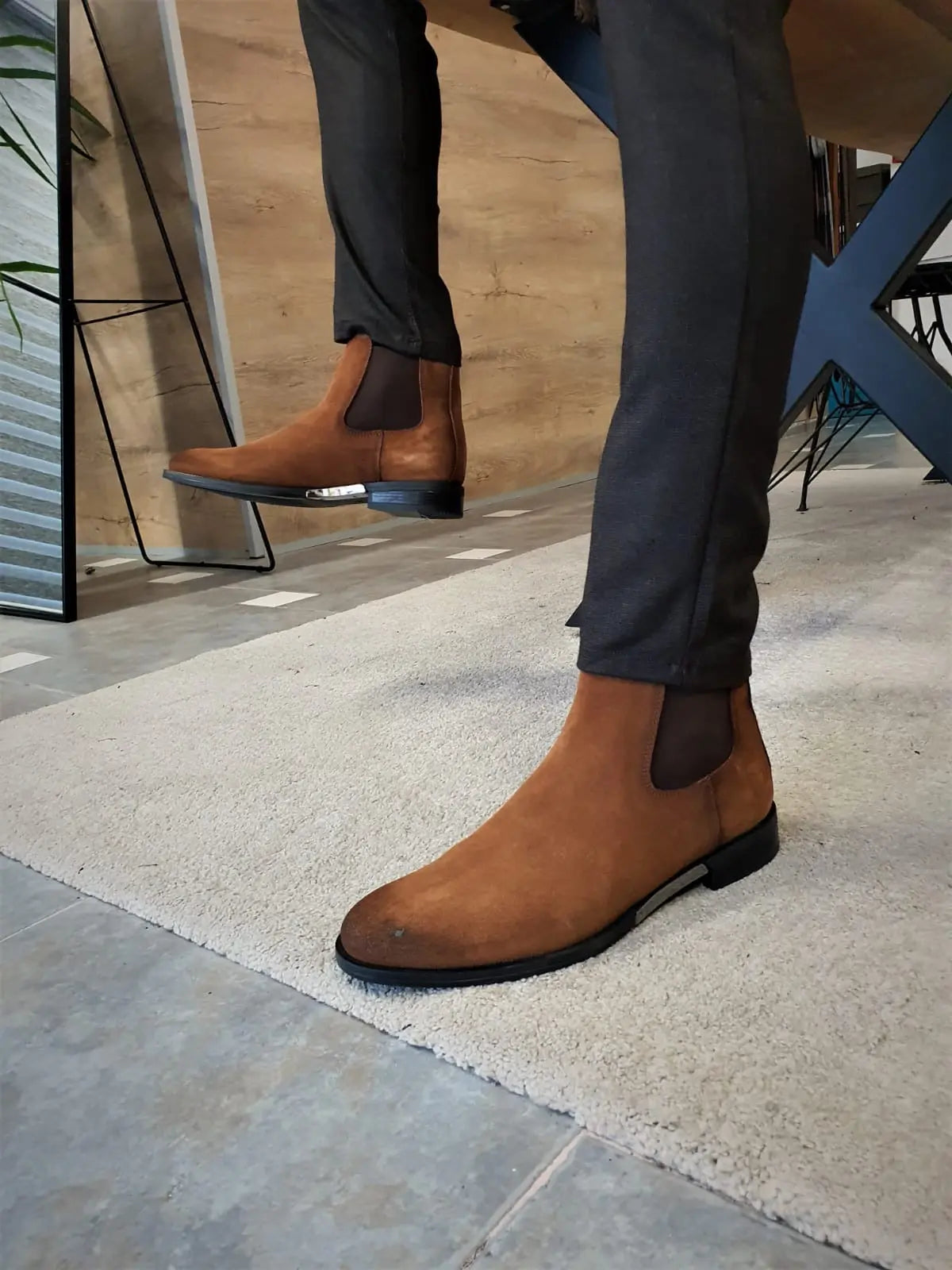 Torino Tan Suede Chelsea Boots - BRABION
