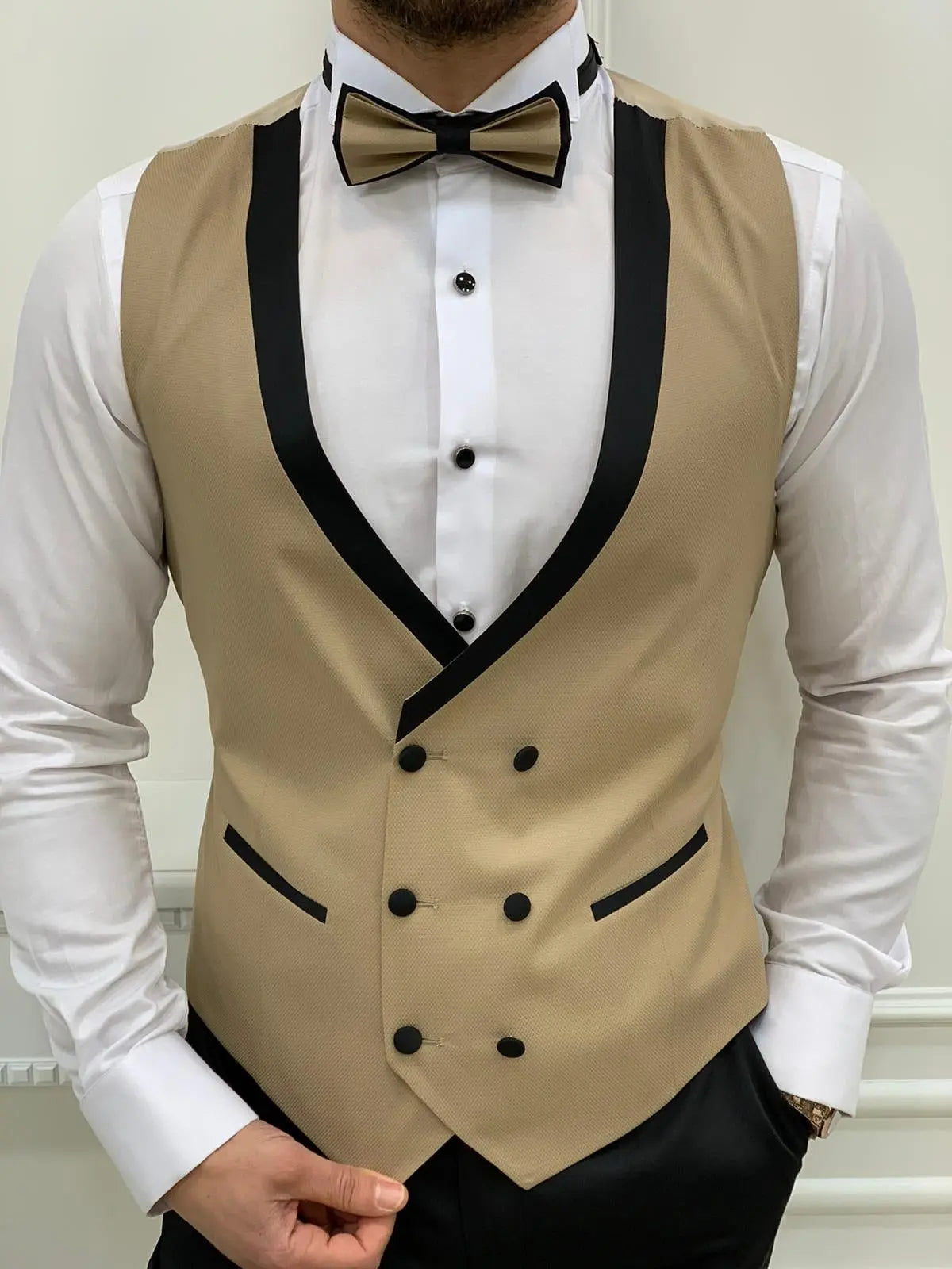 Napoli Gold Slim Fit Shawl Lapel Tuxedo - Elevate Your Formal Look - BRABION