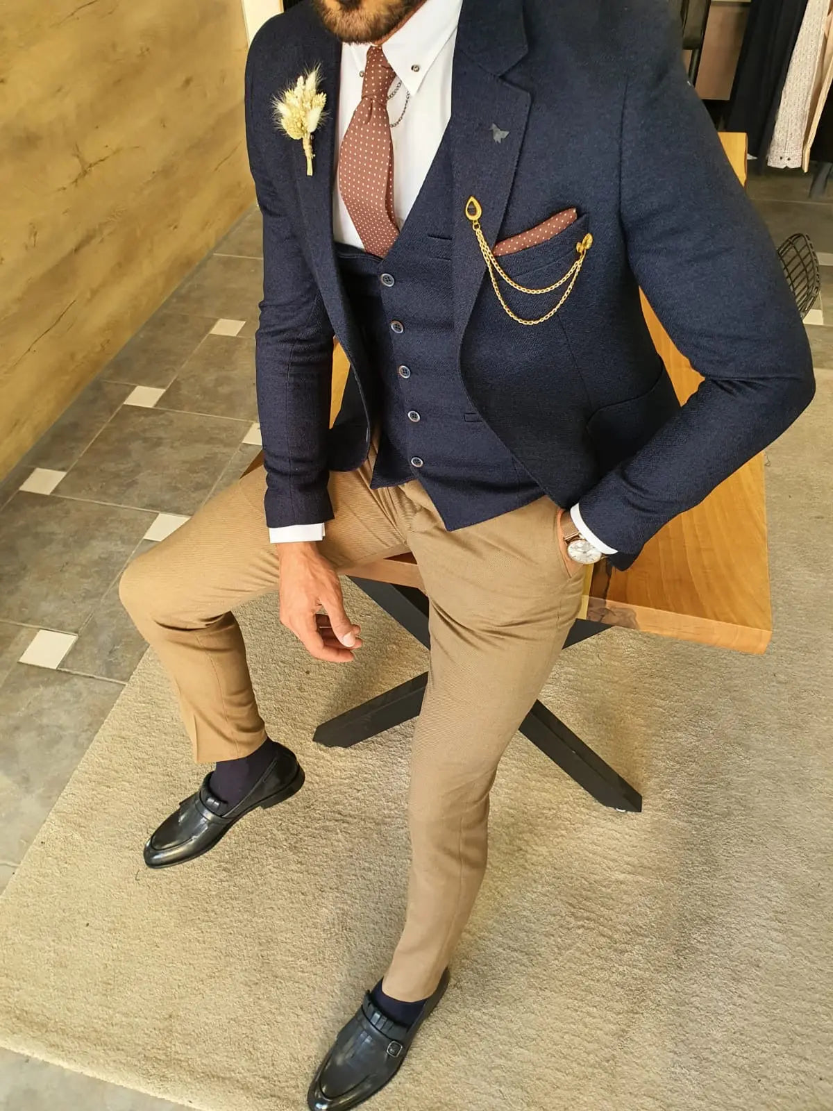 Torino Navy Blue Slim Fit Suit - Elegance Redefined BOJONI