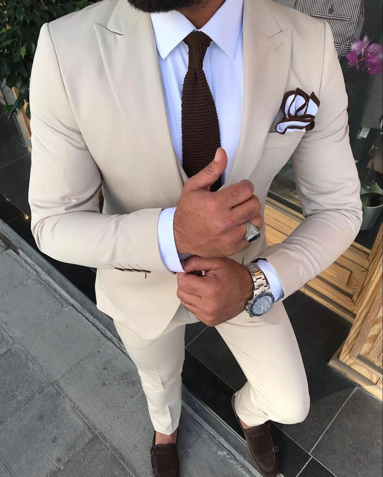 Austin Beige Slim-Fit Suit - Modern Elegance for Every Occasion brabion