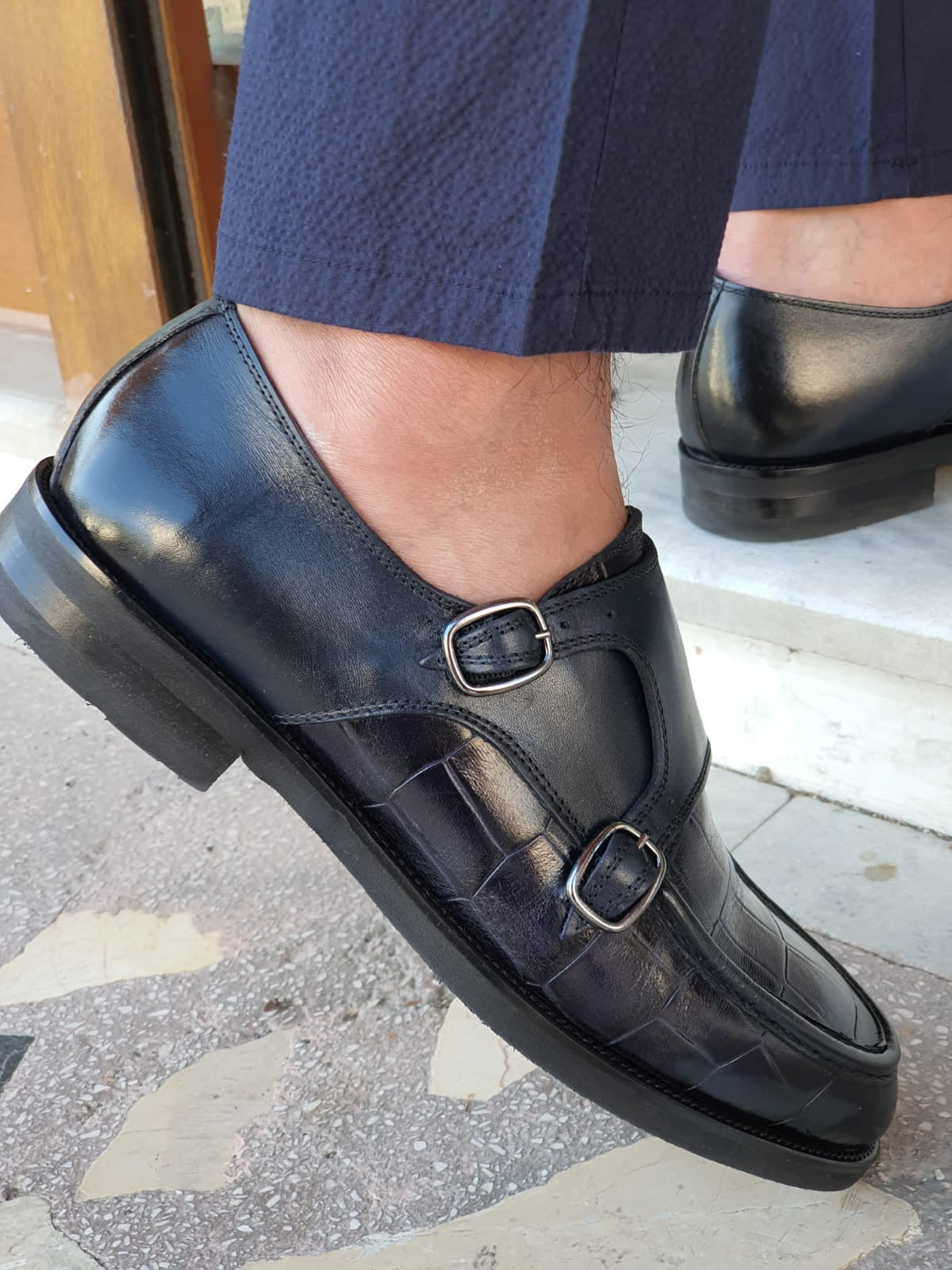 Montreal Navy Blue Monk Strap Loafers - Elegant Comfort for Every Occasion