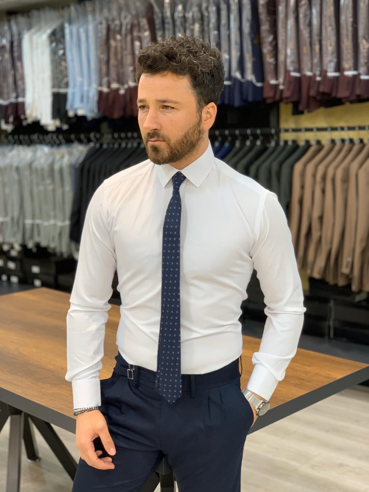 Jake White Slim Fit Shirt - Elevate Your Wardrobe