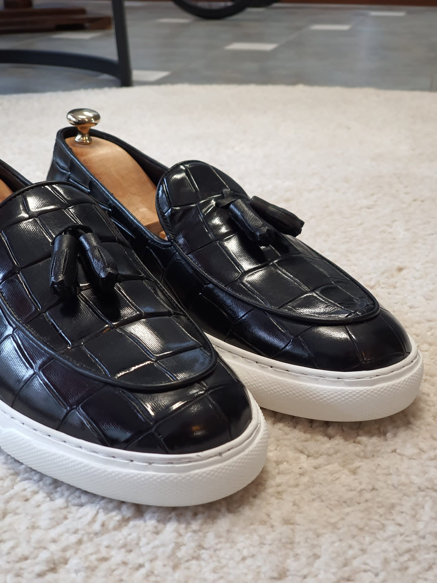 Berton Black Tassel Loafers