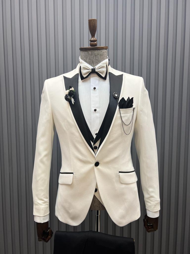 Sorento White Slim Fit Peak Lapel Tuxedo