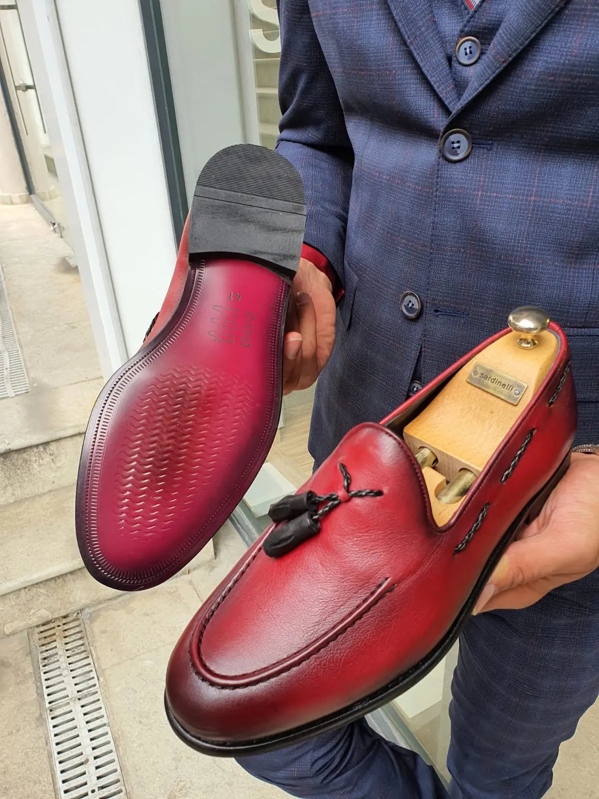 Tassel Leather Burgundy Loafers - BRABION