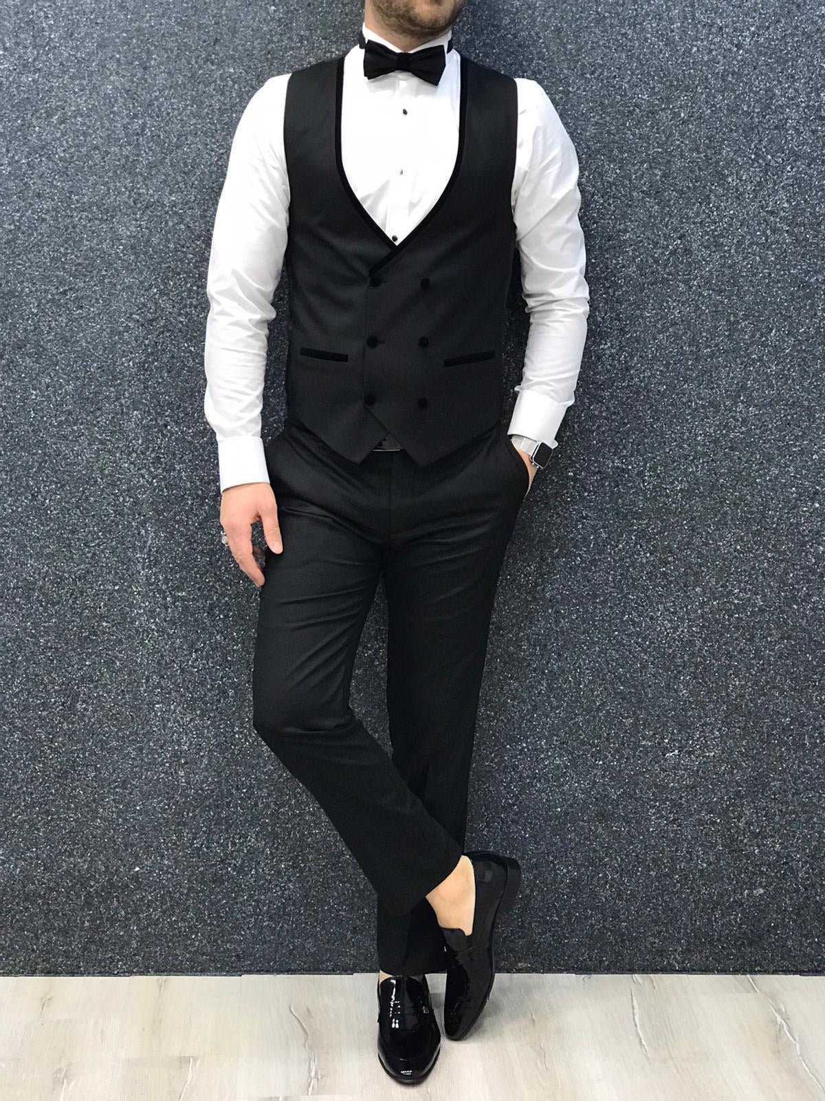 Ventura Black Slim Fit Velvet Shawl Lapel Tuxedo