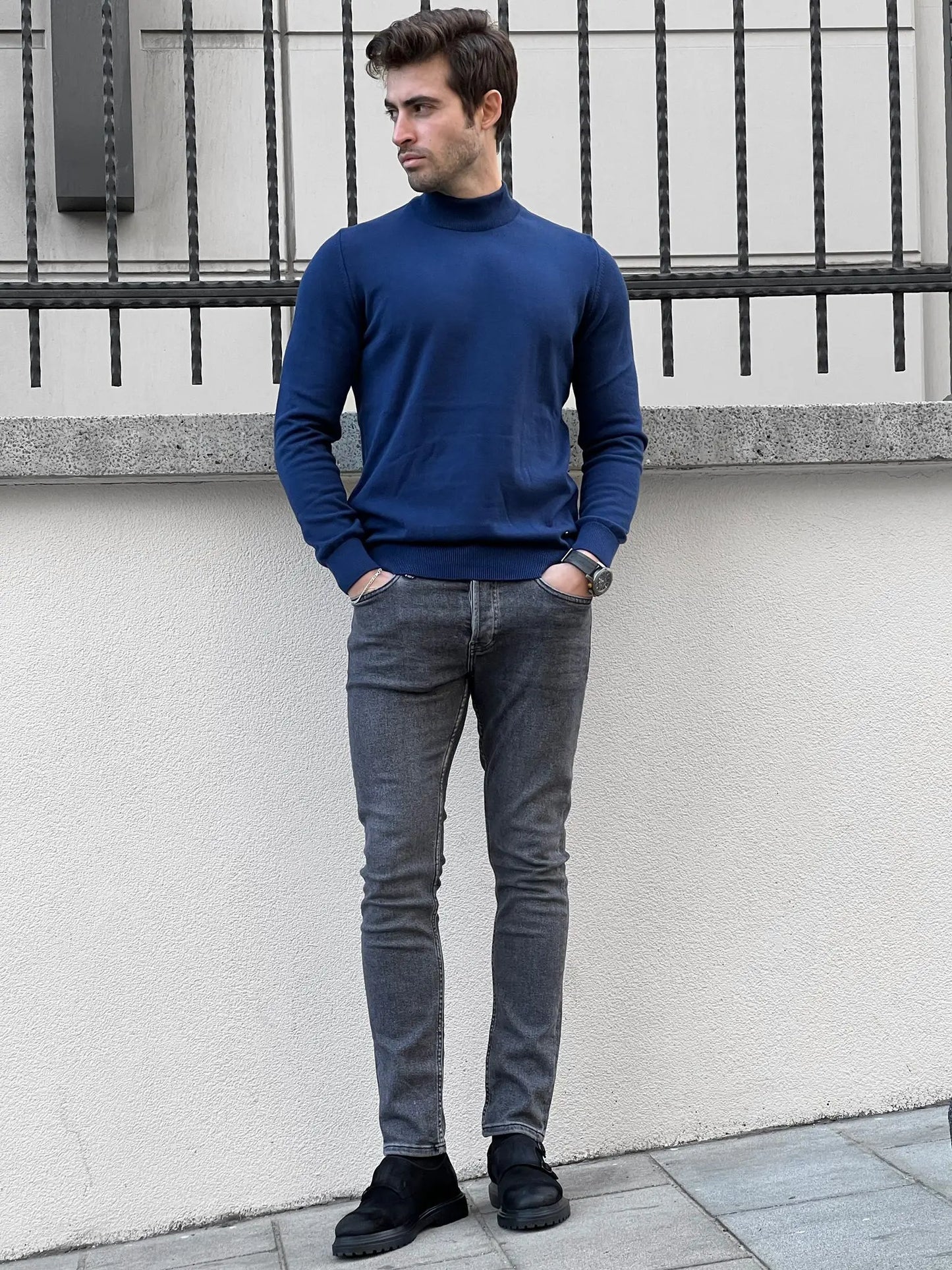 Stefano Slim Fit Sax Turtleneck Sweater - BRABION