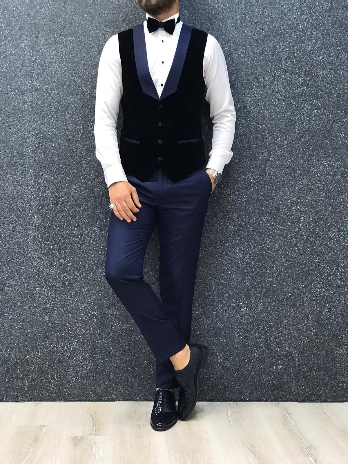 Acacia Navy Blue Patterned Tuxedo