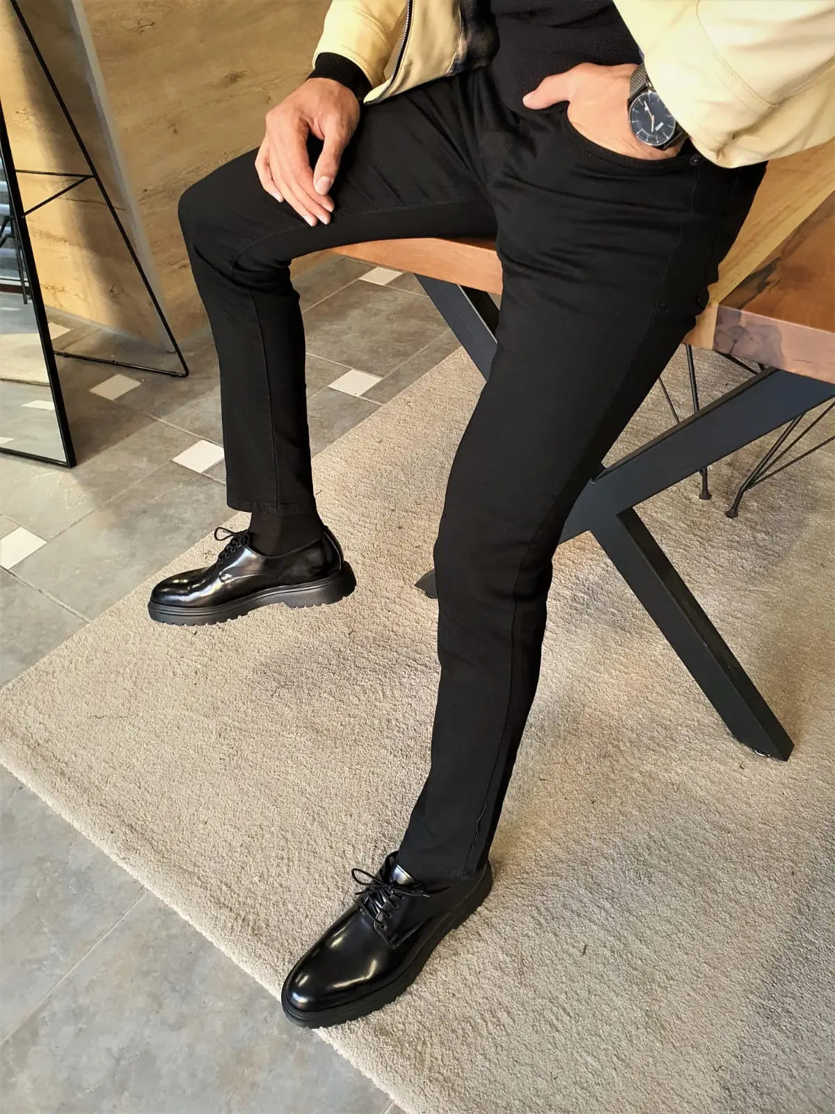 Clemson Black Slim Fit Lycra Jeans - BRABION