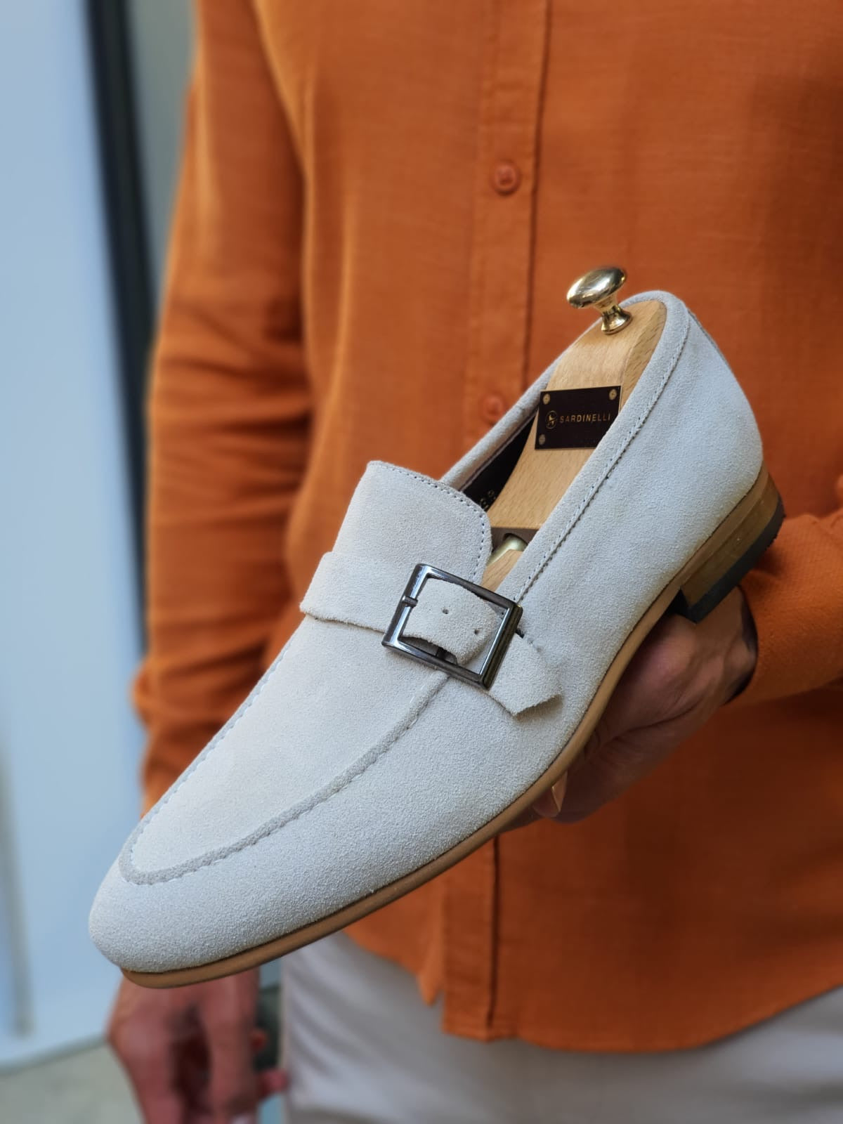 Henderson Beige Suede Buckle Loafers