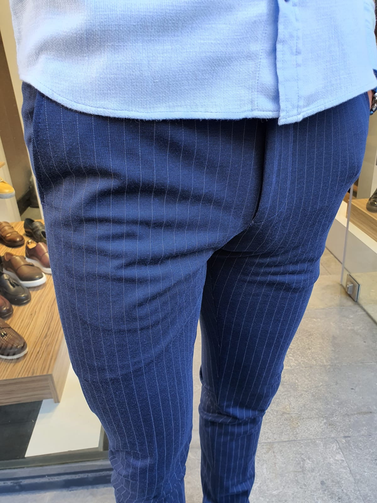 Oakland Indigo Slim Fit Pinstripe Pants