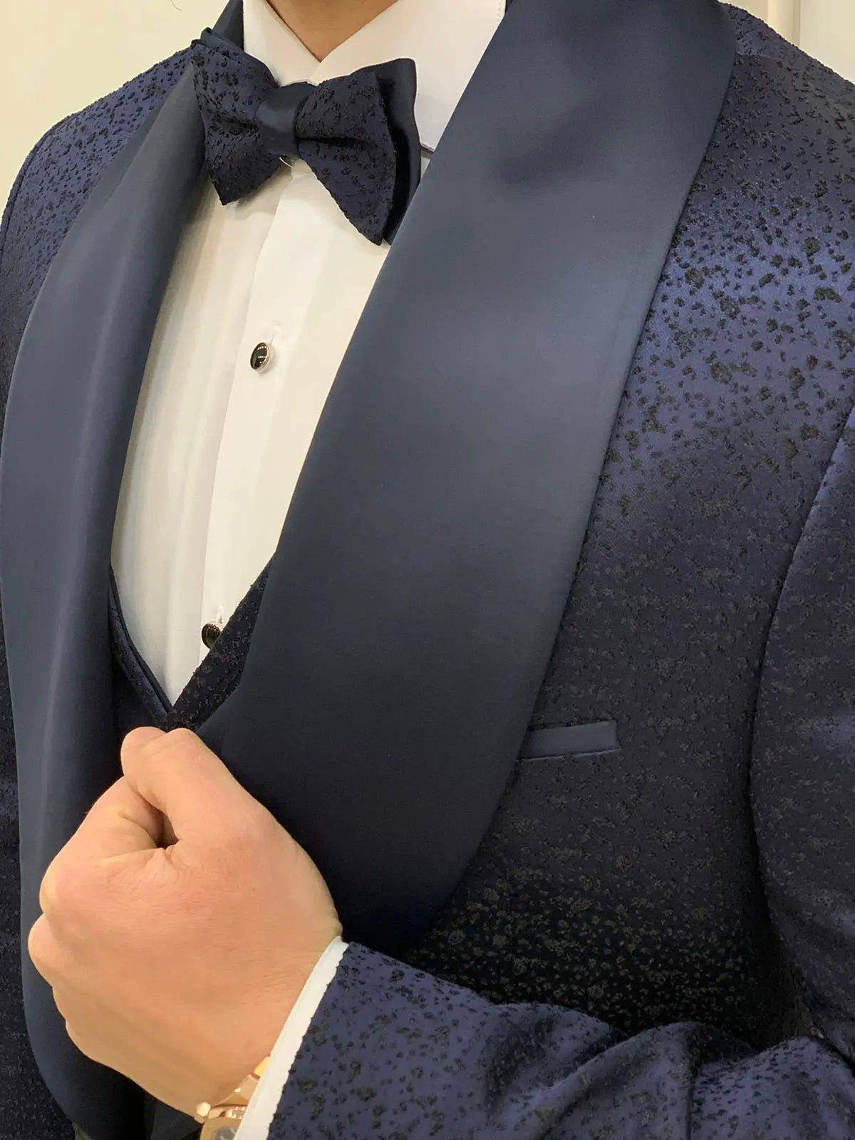 Lopez Navy Blue Slim Fit Tuxedo - BRABION