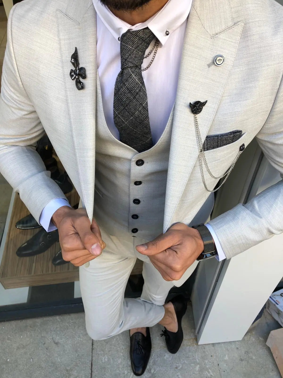 Olympia Gray Slim Fit Suit - Versatile Elegance for Every Occasion brabion