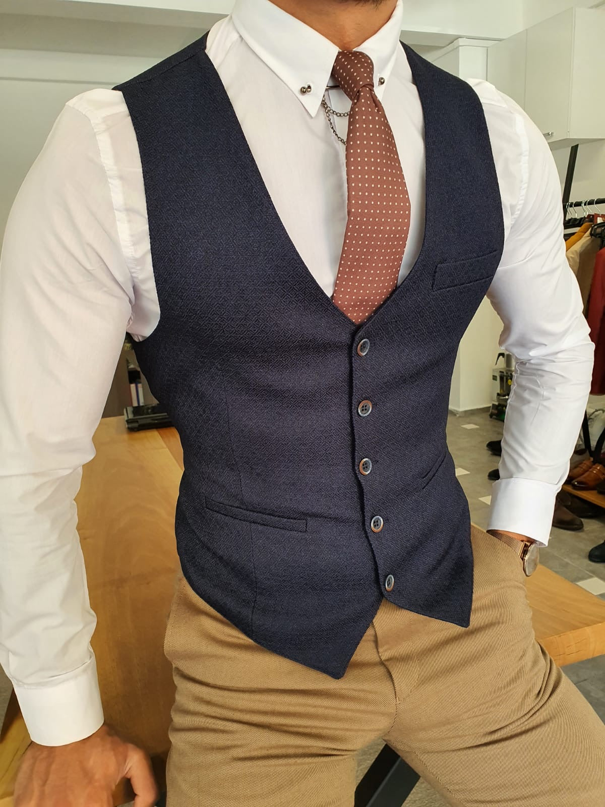 Torino Navy Blue Slim Fit Vest: The Ultimate Versatile Layering Piece
