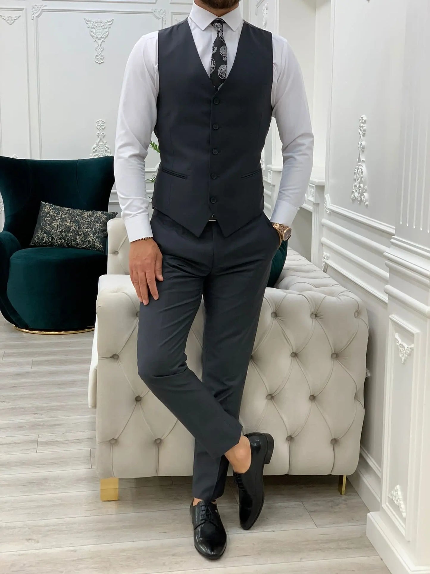 Lance Gray Slim Fit Suit - The Perfect Blend of Style and Comfort BOJONI