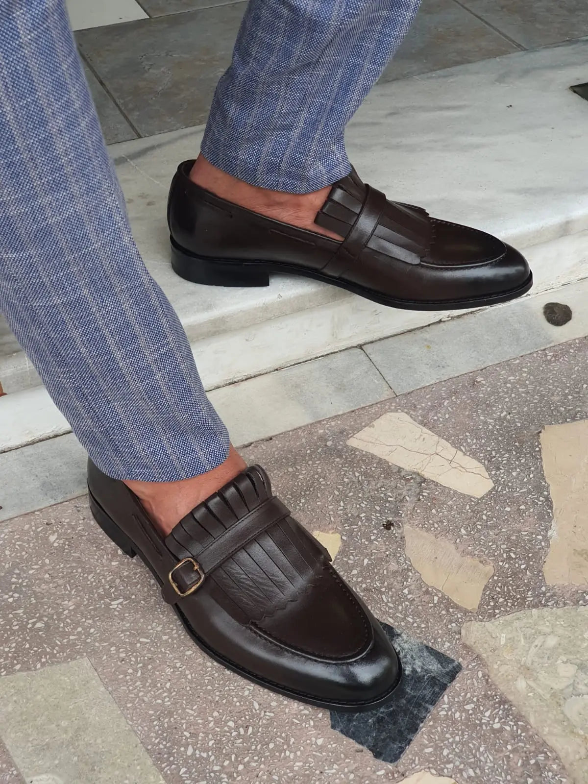 Jackson Brown Kilt Loafers - Elegant Leather Footwear for Any Occasion - BRABION