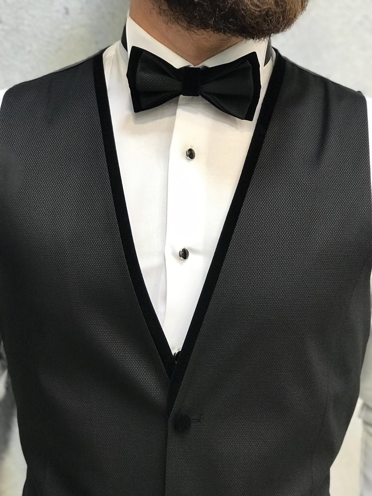 Infinite Royal Black Velvet Tuxedo – Luxurious Slim Fit for Formal Occasions