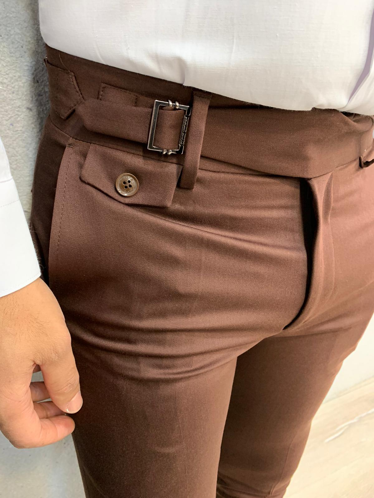 Kingston Brown Slim Pants - Versatile Elegance for Any Occasion