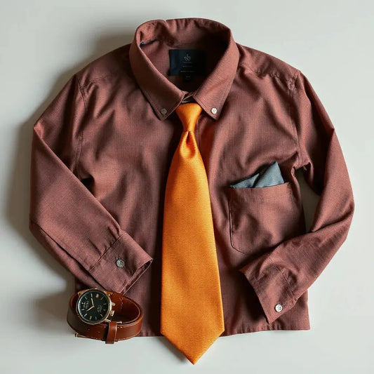 Neatly pressed dress shirt with French cuffs and silver cufflinks styled with a tie and pocket square