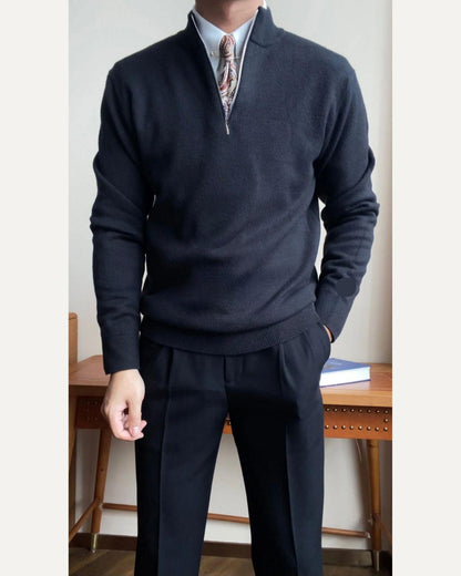 Men’s Slim Fit Zip Neck Knit Sweater