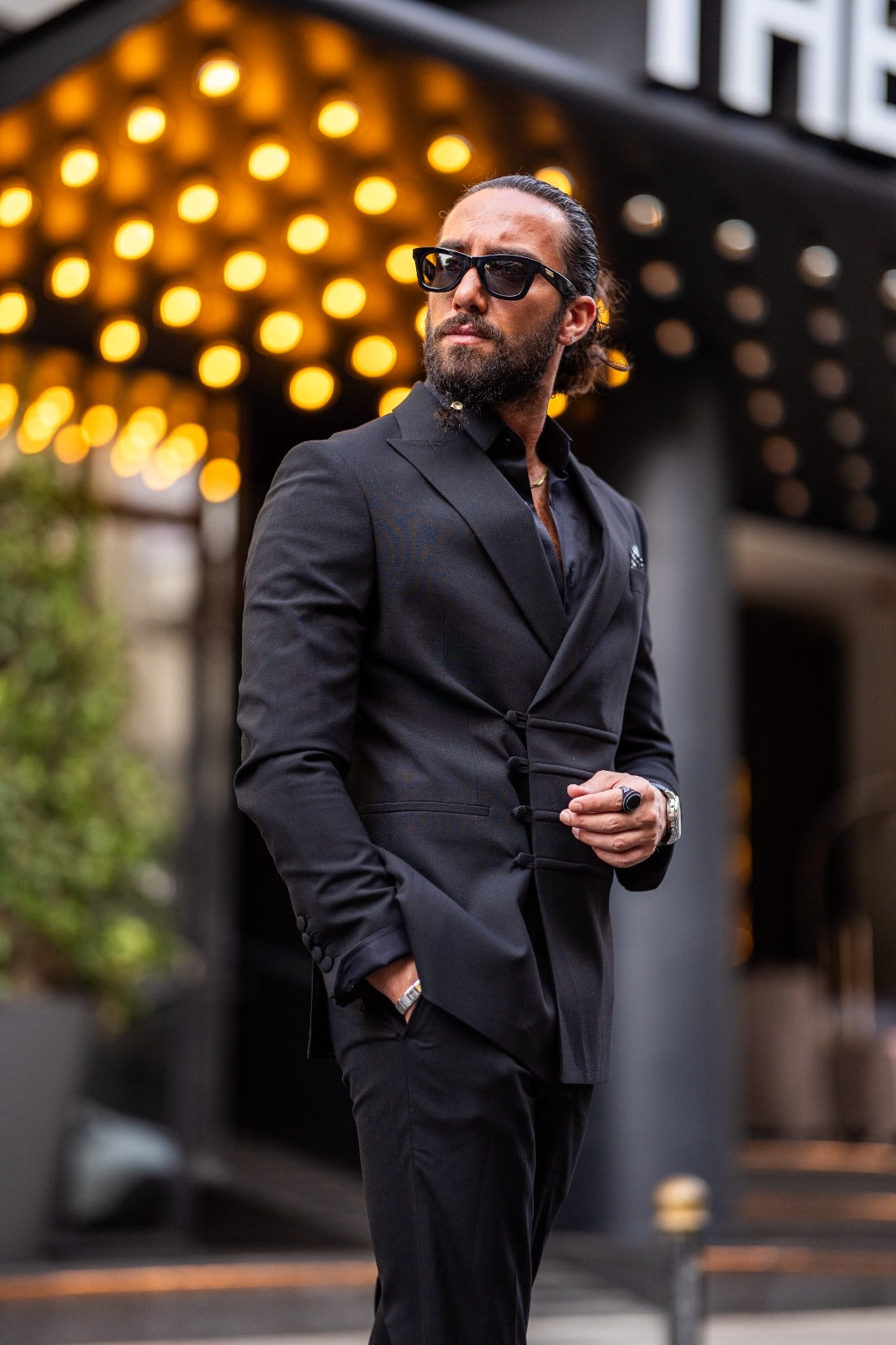 Ardean Black Slim Fit Peak Lapel Double Breasted Suit - Elevate Your Style