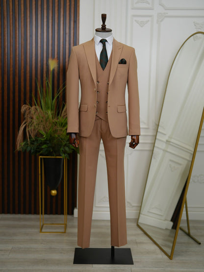Brabion Aston Brown Slim Fit 3 Piece Suit