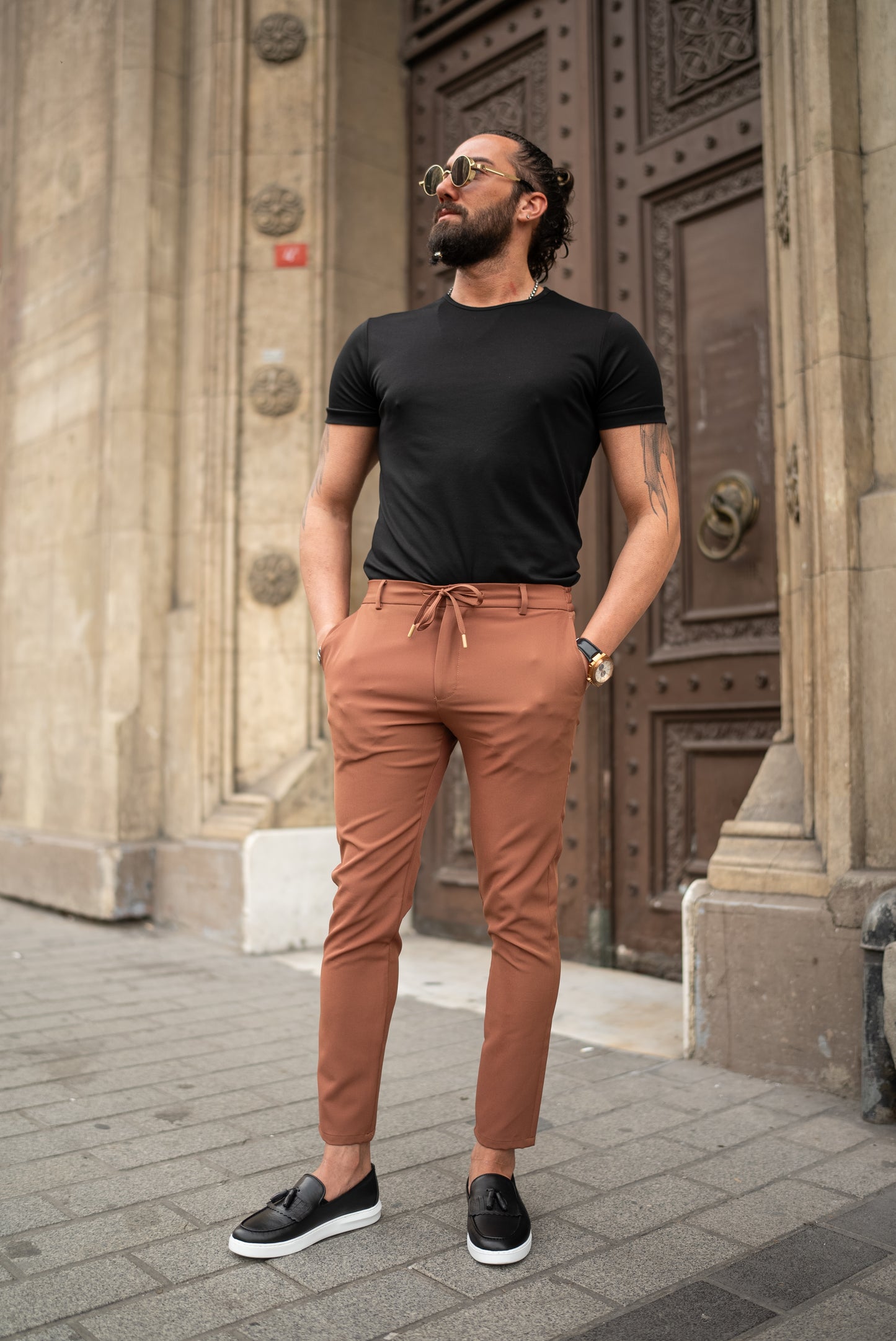 Brabion Maison Brown Slim Fit Pants - Versatile Elegance for Every Occasion