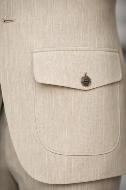 Beige Striped Slim-Fit Suit 3-Piece VIOSSI