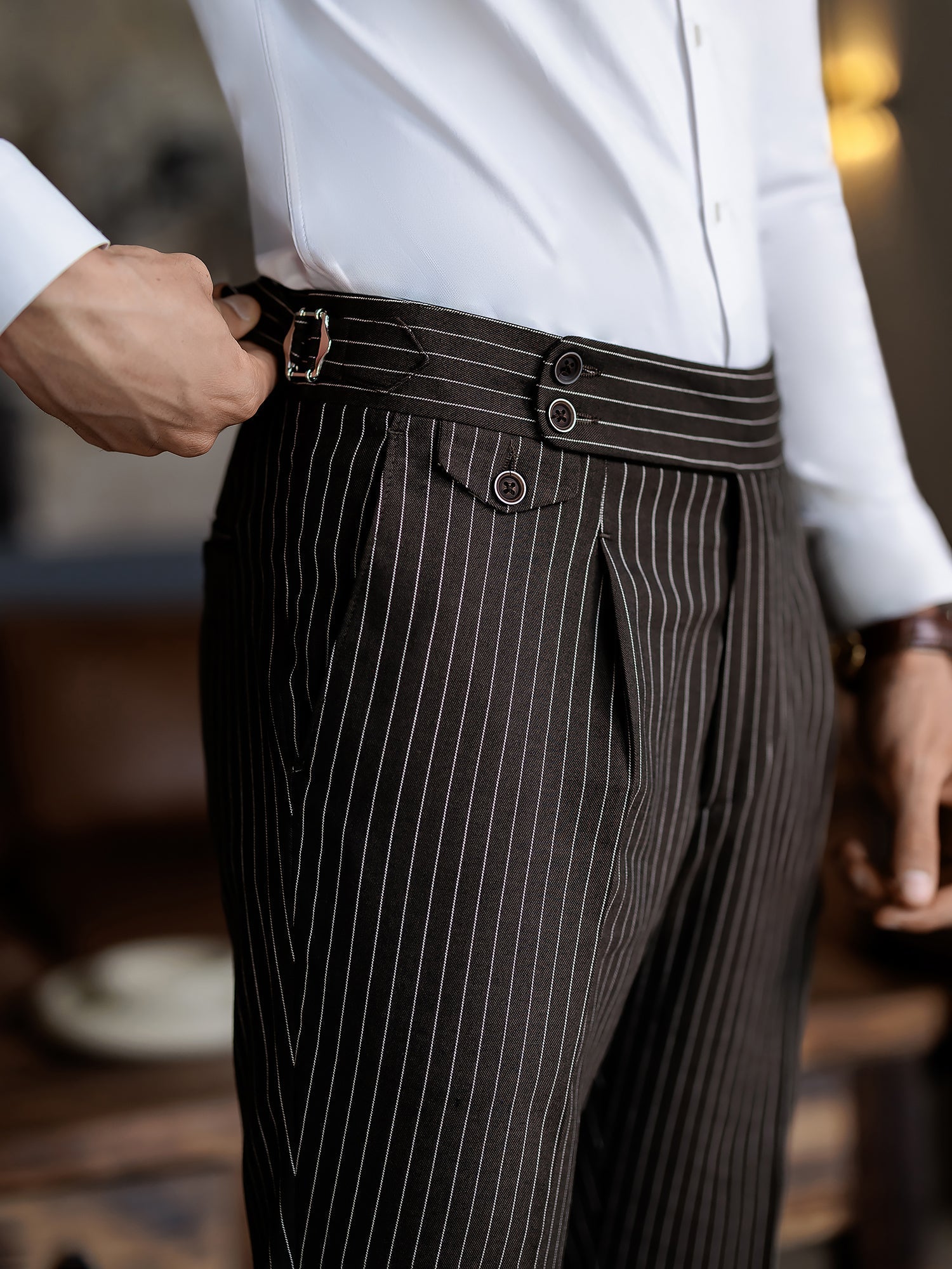 Brown Striped Double Breasted Suit 2-Piece VIOSSI