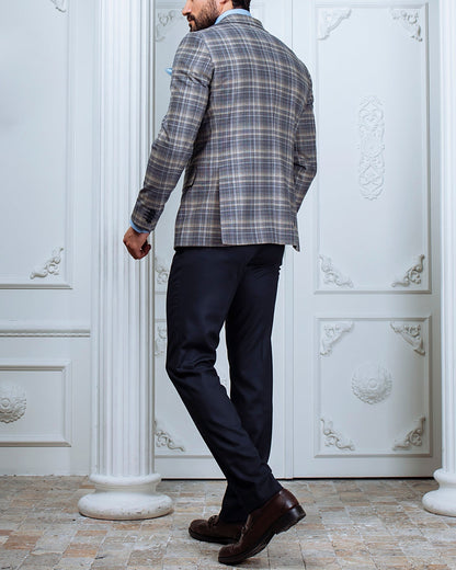 Grey Plaid Slim-Fit Suit 3-Piece VIOSSI