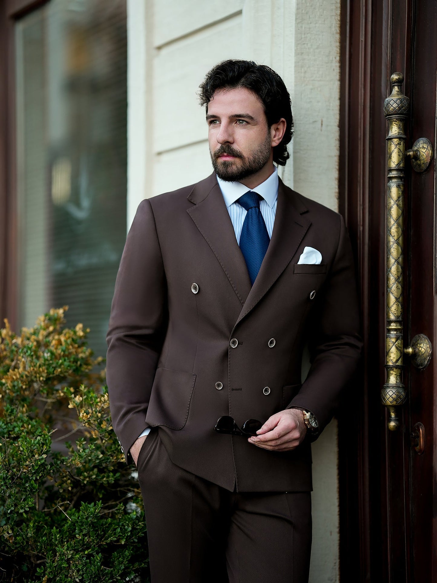 Brown Double Breasted Suit 2-Piece VIOSSI