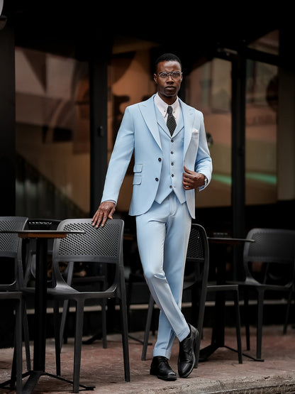 Sky-Blue Slim-Fit Suit 3-Piece VIOSSI