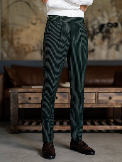 Green Striped Double Breasted Suit 2-Piece VIOSSI