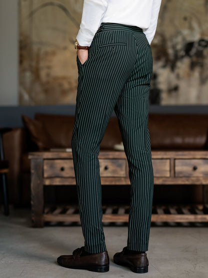 Green Striped Double Breasted Suit 2-Piece VIOSSI