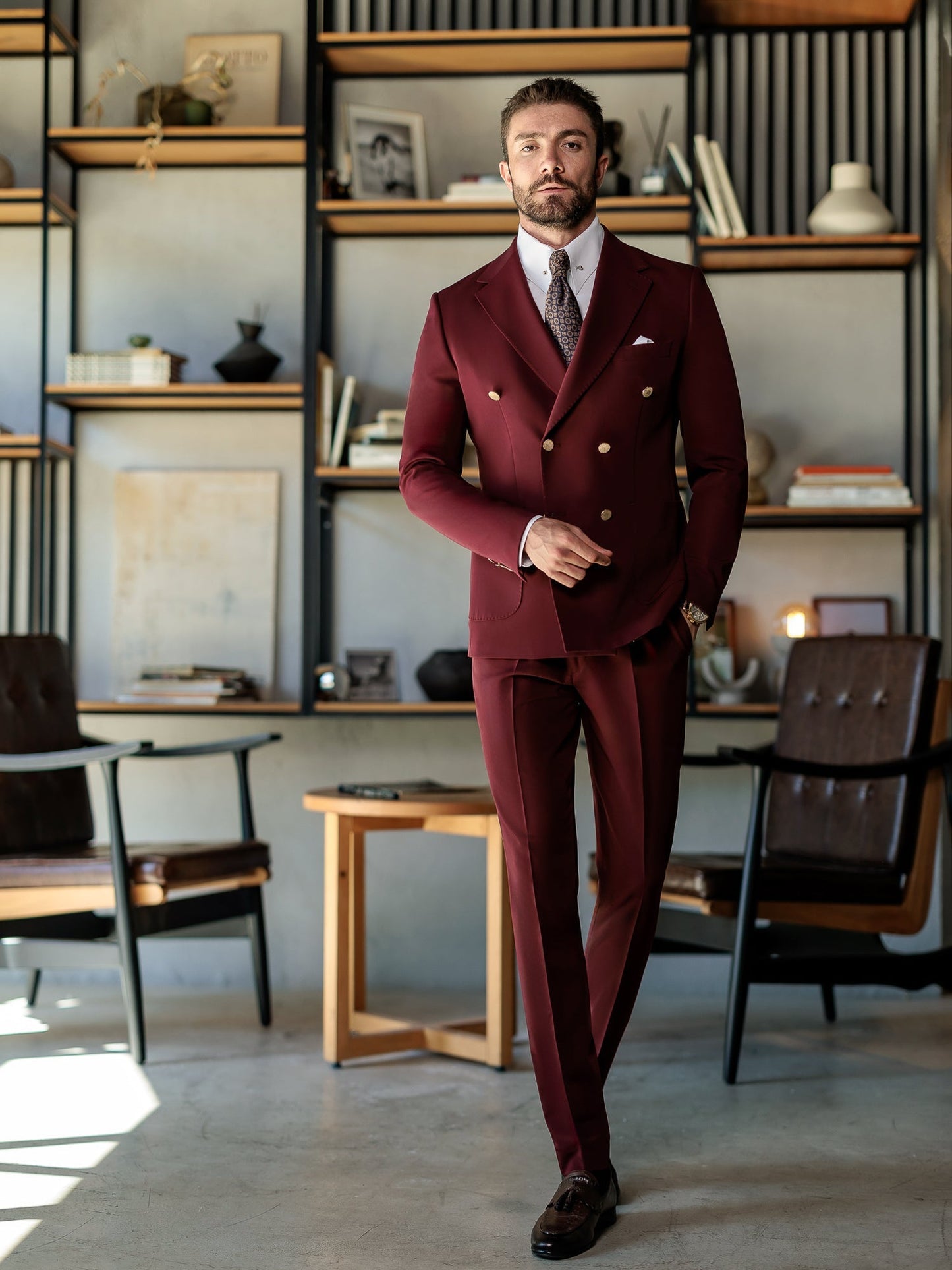 Bordeaux Double Breasted Suit 2-Piece VIOSSI