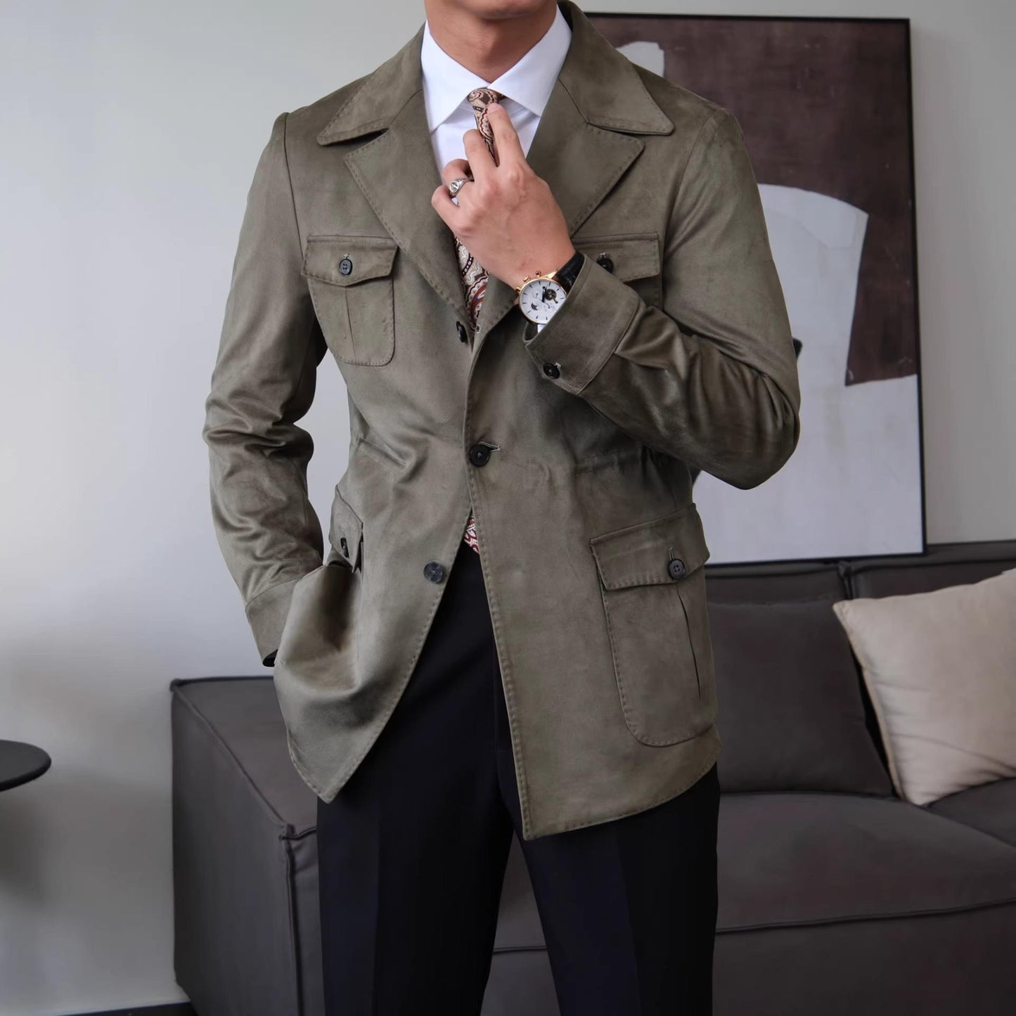Men’s Suede Safari Jacket - BRABION