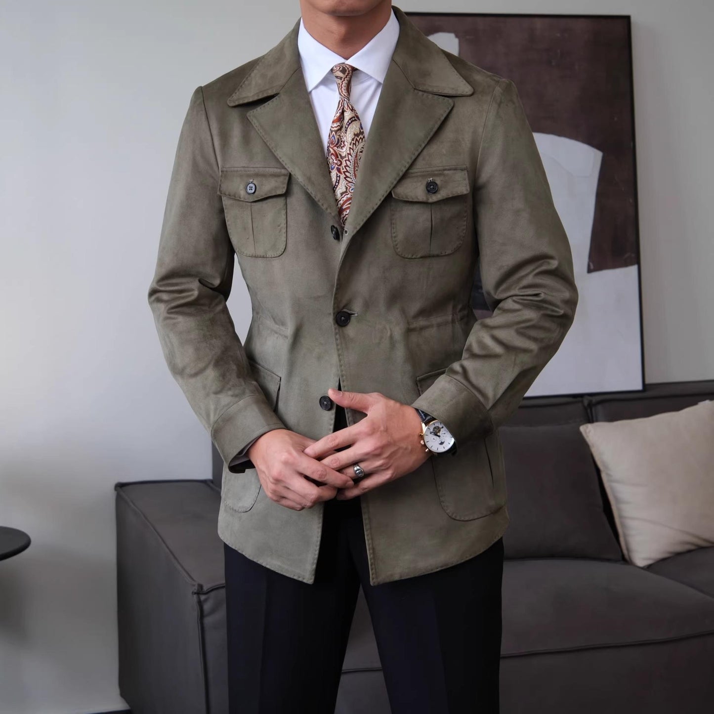 Men’s Suede Safari Jacket - BRABION