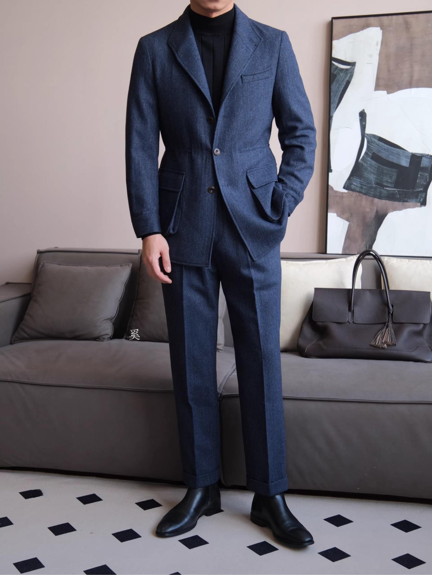 Herringbone Retro Wool Blend Jacket