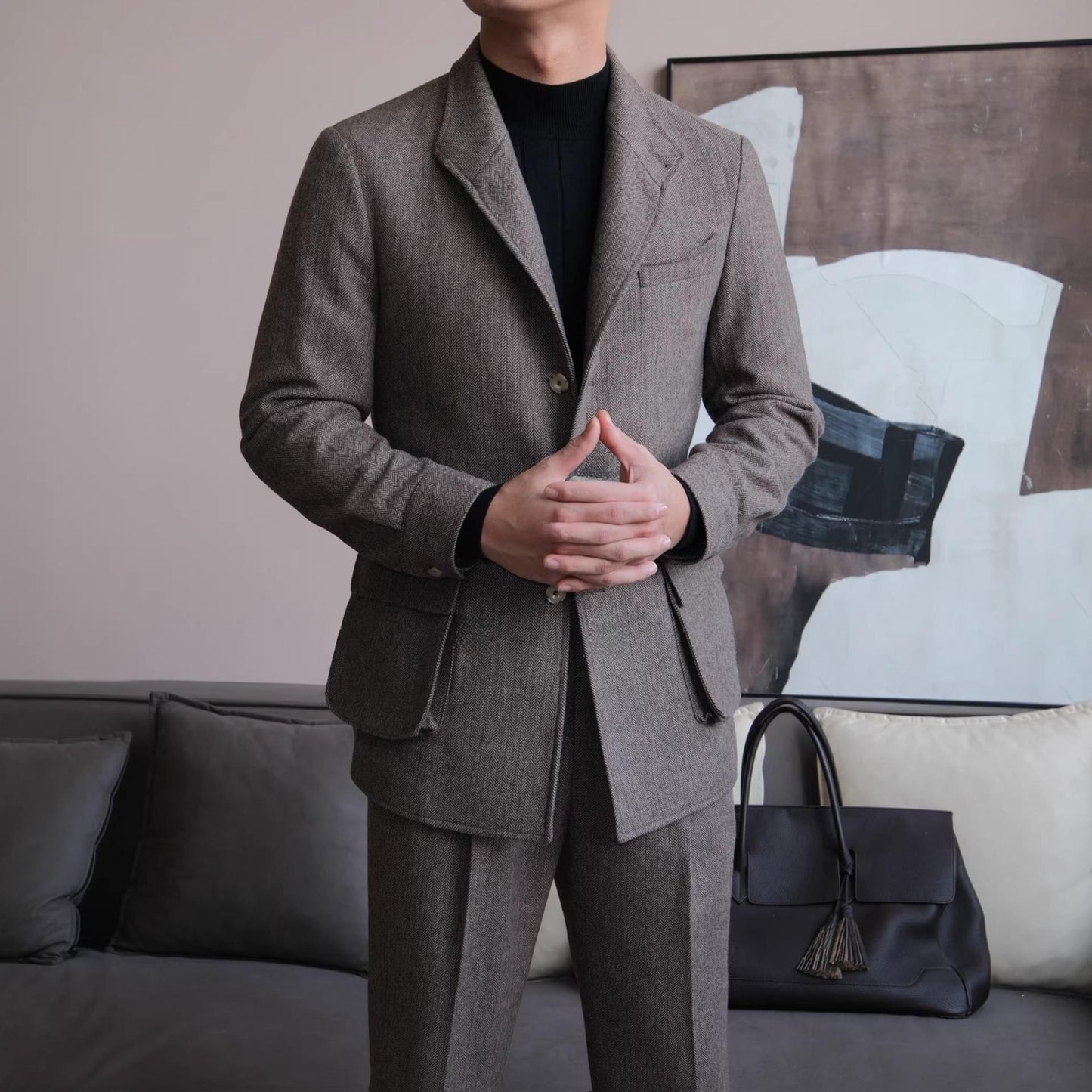 Herringbone Retro Wool Blend Jacket