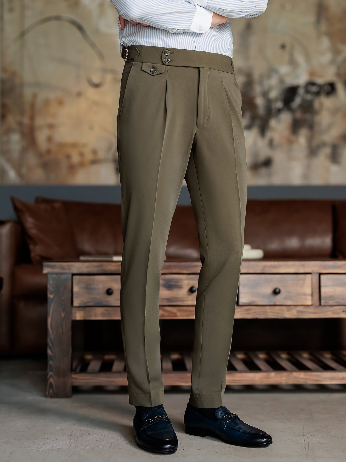 London Khaki High Waist Slim-Fit Pants VIOSSI