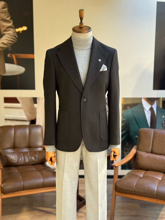 Black Single Breasted Blazer - BRABION