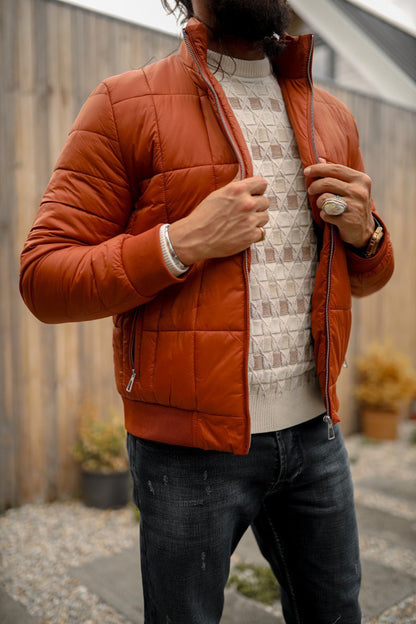 Men’s Casual Tile Jacket with Zipper Pocket Detailing