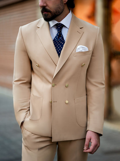 Camel Double Breasted Suit 2-Piece VIOSSI