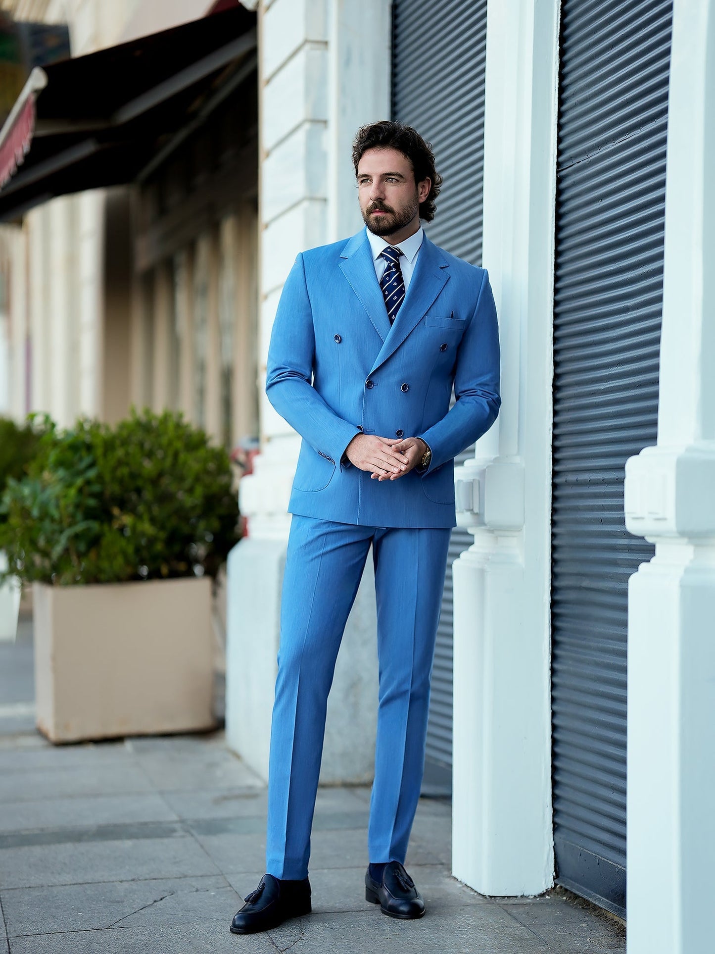 Blue Double Breasted Suit 2-Piece VIOSSI