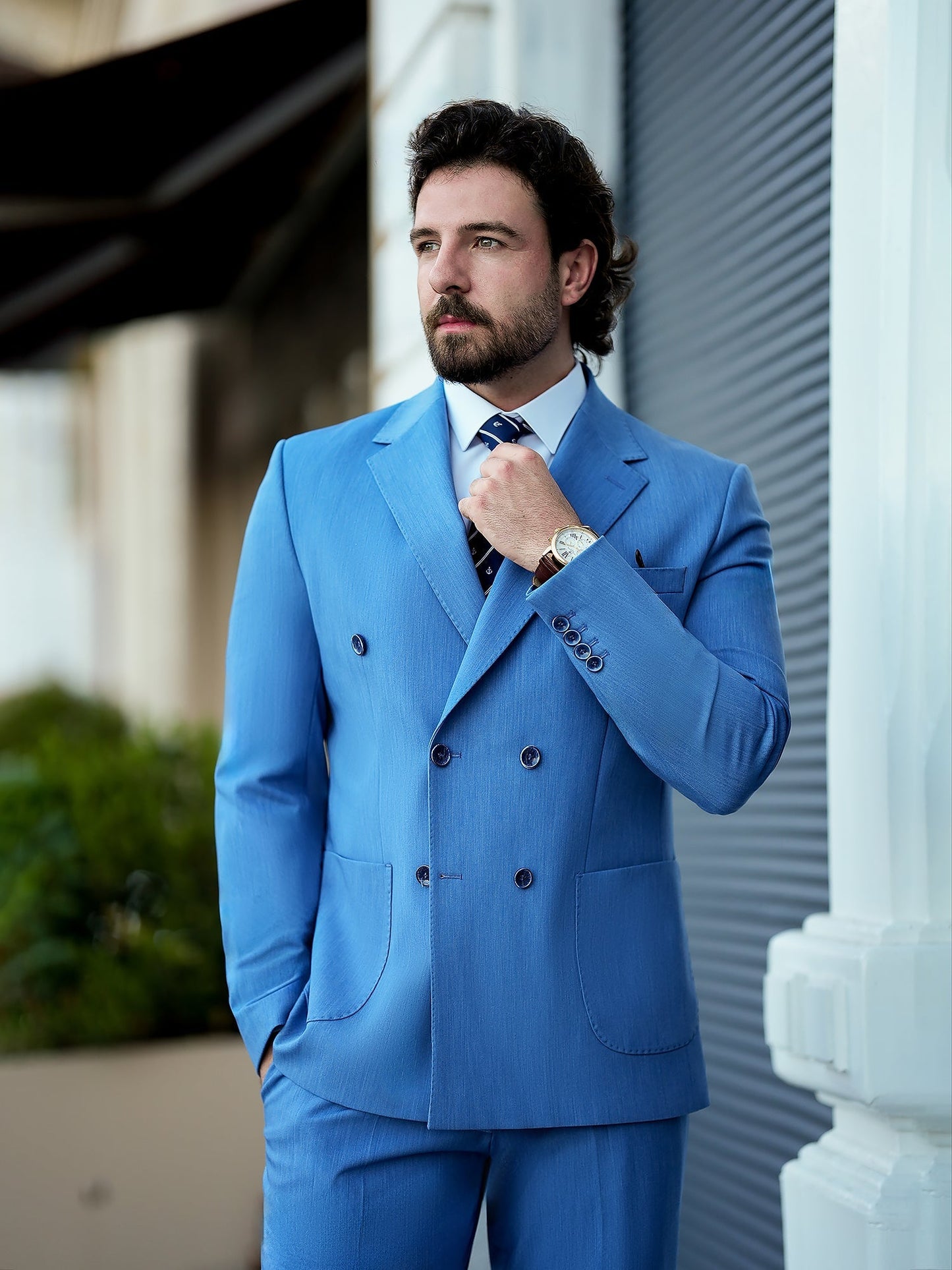 Blue Double Breasted Suit 2-Piece VIOSSI