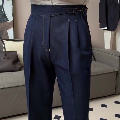 Gurkha Double-Pleat Denim Trousers